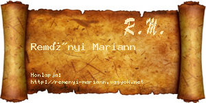 Reményi Mariann névjegykártya