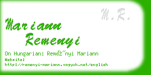 mariann remenyi business card